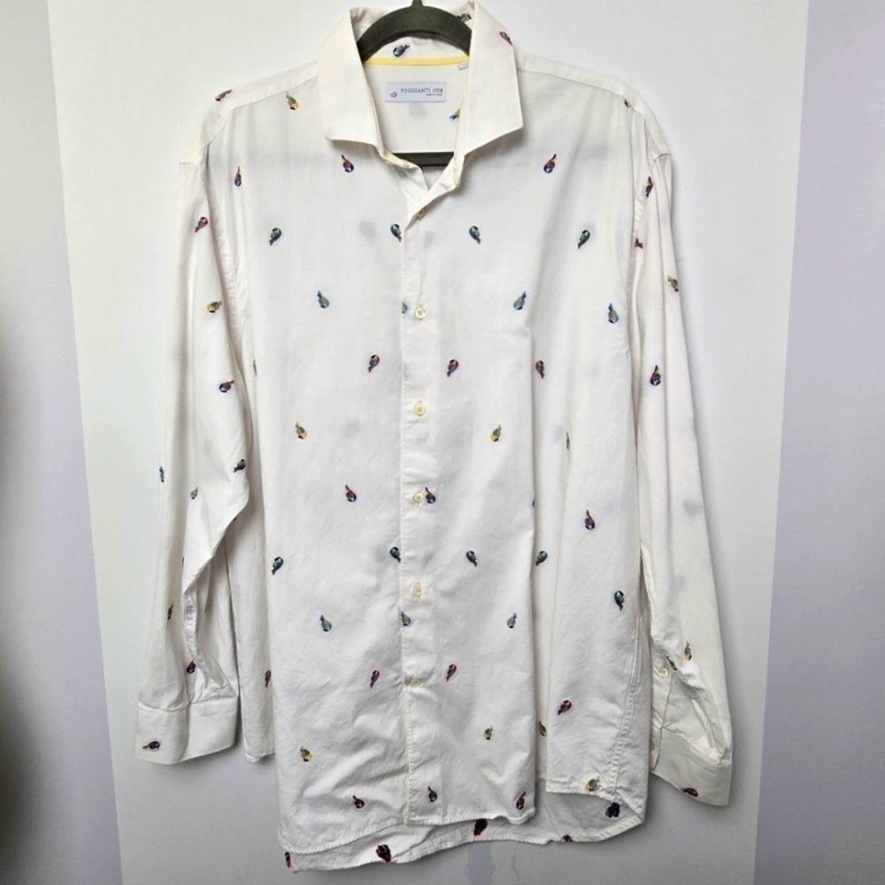Designer Men's Casual Button Down Shirt with Multicolor Accents made in Italy